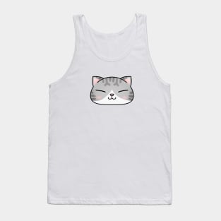 Cute Tuxedo Tabby Cat Face Tank Top